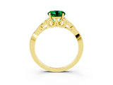Yellow gold Round Cut Emerald Solitaire Engagement Ring with Celtic Knot Band and Four-Prong Setting_3