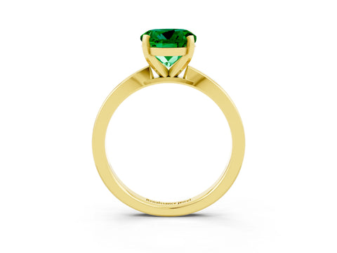 Yellow gold Round Cut Emerald Solitaire Engagement Ring with Classic Band and Four-Prong Setting_47