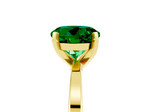 Yellow gold Round Cut Emerald Solitaire Engagement Ring with Classic Band and Four-Prong Setting_49
