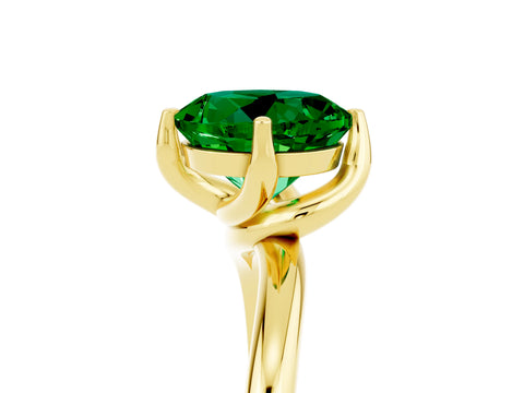 Yellow gold Round Cut Emerald Solitaire Engagement Ring with Four-Prong Setting and Classic Band_17