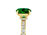 Yellow gold Round Cut Emerald Solitaire Engagement Ring with Pavé Band and Four-Prong Setting_5