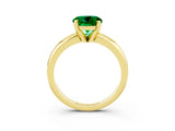 Yellow gold Round Cut Emerald Solitaire Engagement Ring with Round Band and Four-Prong Setting_3