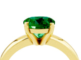 Yellow gold Round Cut Emerald Solitaire Engagement Ring with Round Band and Four-Prong Setting_4