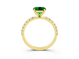 Yellow gold Round Cut Emerald Solitaire Pavé Band with Four-Prong Setting_3