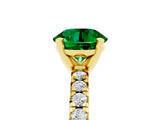 Yellow gold Round Cut Emerald Solitaire Pavé Engagement Ring with Round Band and Prong Setting_17