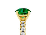 Yellow gold Round Cut Emerald Solitaire Pavé Engagement Ring with Round Band and Prong Setting_71