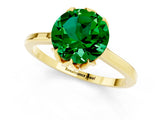 Yellow gold Round Cut Emerald Solitaire Ring with Flower Prong Setting and Classic Band_37