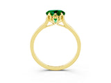 Yellow gold Round Cut Emerald Solitaire Ring with Flower Prong Setting and Classic Band_39