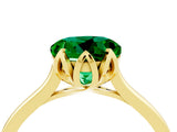 Yellow gold Round Cut Emerald Solitaire Ring with Flower Prong Setting and Classic Band_40