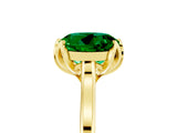 Yellow gold Round Cut Emerald Solitaire Ring with Flower Prong Setting and Classic Band_41