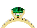 Yellow gold Round Cut Emerald Solitaire Ring with Pavé Band and Four-Prong Setting_28