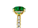 Yellow gold Round Cut Emerald Solitaire Ring with Pavé Band and Four-Prong Setting_29