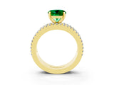 Yellow gold Round Cut Emerald Solitaire Ring with Pavé and Channel Set Band_3