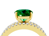 Yellow gold Round Cut Emerald Solitaire Ring with Pavé and Channel Set Band_4