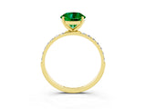 Yellow gold Round Cut Emerald Solitaire Ring with Pave Band and Four Prong Setting_27