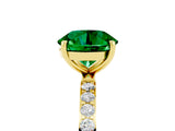 Yellow gold Round Cut Emerald Solitaire Ring with Pave Band and Four Prong Setting_29