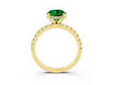 Yellow gold Round Cut Emerald Solitaire Ring with Round  Pavé Band and Four-Prong Setting_39