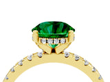Yellow gold Round Cut Emerald Solitaire Ring with Round  Pavé Band and Four-Prong Setting_40