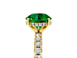Yellow gold Round Cut Emerald Solitaire Ring with Round  Pavé Band and Four-Prong Setting_41
