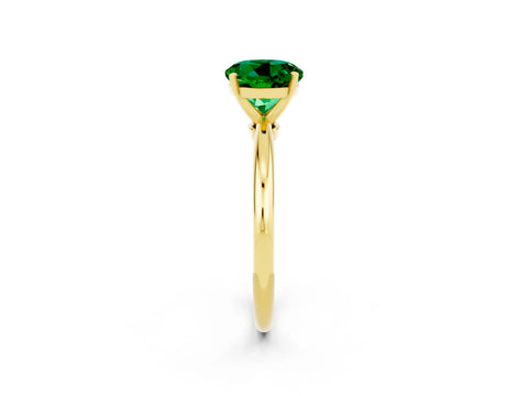 Yellow gold Round Cut Emerald Solitaire Ring with Six-Prong Setting and Classic Band_2