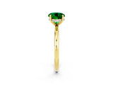 Yellow gold Round Cut Emerald Solitaire Ring with Thin Band and Four-Prong Setting_14