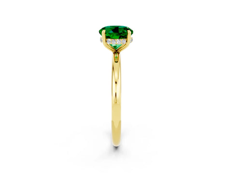 Yellow gold Round Cut Emerald Solitaire Ring with Thin Band and Four-Prong Setting_14