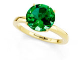Yellow gold Round Cut Emerald Solitaire Ring with Thin Band and Prong Setting_13