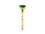 Yellow gold Round Cut Emerald Solitaire Ring with Thin Band and Prong Setting_14