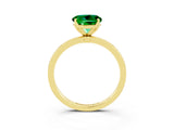 Yellow gold Round Cut Emerald Solitaire Ring with Thin Band and Prong Setting_15