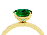 Yellow gold Round Cut Emerald Solitaire Ring with Thin Band and Prong Setting_16