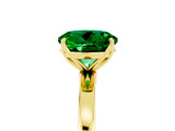 Yellow gold Round Cut Emerald Solitaire Ring with Thin Band and Prong Setting_17