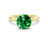 Yellow gold Round Cut Emerald Solitaire Ring with Thin Band and Prong Setting_24