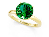 Yellow gold Round Cut Emerald Solitaire Ring with Thin Band and Prong Setting_25