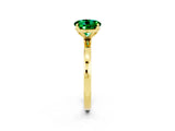 Yellow gold Round Cut Emerald Solitaire Ring with Thin Band and Prong Setting_26