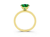 Yellow gold Round Cut Emerald Solitaire Ring with Thin Band and Prong Setting_27