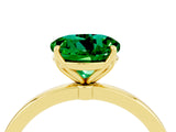 Yellow gold Round Cut Emerald Solitaire Ring with Thin Band and Prong Setting_28