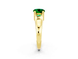 Yellow gold Round Cut Emerald Solitaire Ring with Wide Band and Prong Setting_2
