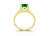 Yellow gold Round Cut Emerald Solitaire Ring with Wide Band and Prong Setting_3