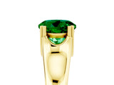 Yellow gold Round Cut Emerald Solitaire Ring with Wide Band and Prong Setting_5