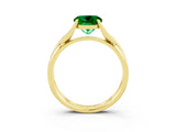 Yellow gold Round Cut Emerald Solitaire Twist Band Prong Setting Ring_39