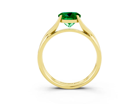 Yellow gold Round Cut Emerald Solitaire Twist Band Prong Setting Ring_39