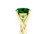 Yellow gold Round Cut Emerald Solitaire Twist Band Prong Setting Ring_41