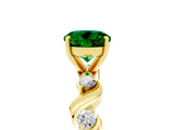 Yellow gold Round Cut Emerald Solitaire Twisted Band with Round  Accents and Prong Setting_17