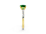Yellow gold Round Cut Emerald Solitaire with Side Baguettes and Channel Set Band_2