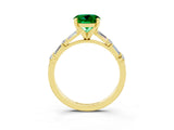 Yellow gold Round Cut Emerald Solitaire with Side Baguettes and Channel Set Band_3