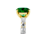 Yellow gold Round Cut Emerald Solitaire with Side Baguettes and Channel Set Band_5