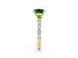 Yellow gold Round Cut Emerald Solitaire with Side Stones, Pave Band, Four-Prong Setting_38