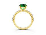 Yellow gold Round Cut Emerald Solitaire with Side Stones, Pave Band, Four-Prong Setting_39
