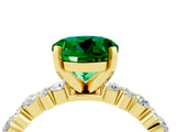 Yellow gold Round Cut Emerald Solitaire with Side Stones, Pave Band, Four-Prong Setting_40