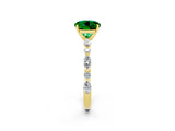 Yellow gold Round Cut Emerald Solitaire with Side Stones on a Pavé Band and Four-Prong Setting_2